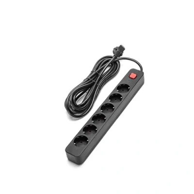Image de Multiprise Schuko 6 Prises avec Interrupteur, 5 m, 3G, 1,5 mm², Noir, Base