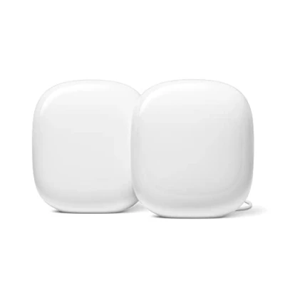 Image de Nest Wifi Pro Wi Fi 6E Système fiable pour la maison avec un débit rapide et le dans chaque pièce Routeur réseau maillé Neige, x2