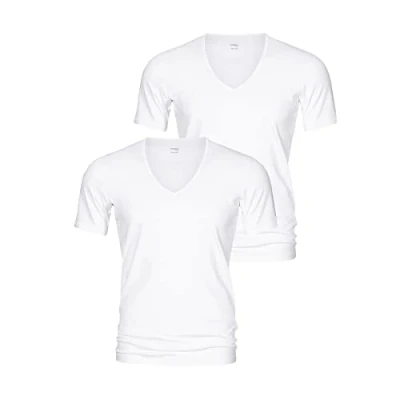 Image de Mey Lot de 2 t shirts pour homme Série 46007 Dry Cotton Avec col en V Bi élastique Agréable au toucher, x blanc., M