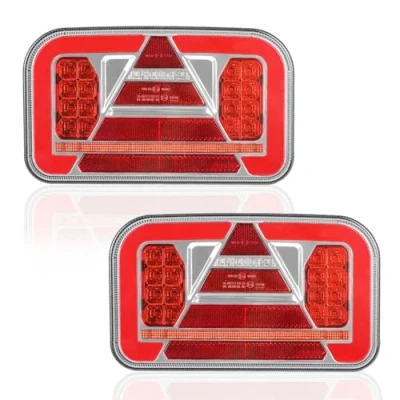 Image de AOHEWEI 2 pièces feux arrière de remorque, 12V/24V super lumineux étanche clignotant frein queue inverse brouillard réflecteur lampe pour remorque camion caravane van tracteur