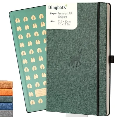 Image de Dingbats* Faune Carnet de Notes A4 Extra large Ligné Couverture Rigide, Journal en Cuir PU Fermeture élastique, Porte stylo, Marque page