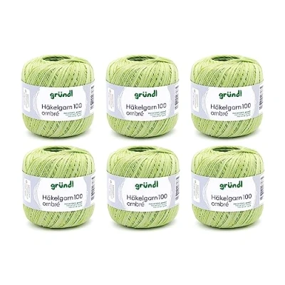 Image de Gründl Fil à Crocheter 100 ombré (Fil en Coton mercerisé, 100% Coton, g / 566 m, Aiguilles : 1,5 2, 6 x g), Pistache