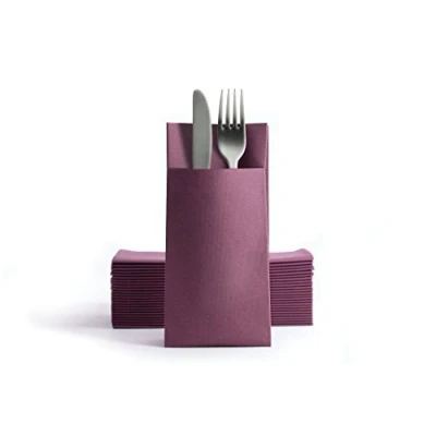 Image de Alvotex Chic Airlaid Lot de 50 Serviettes jetables Aspect Tissu Prune 39 x 40 cm
