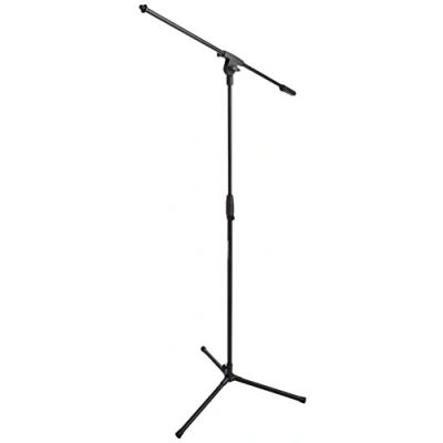 Image de Amazon Basics Support de Microphone Trépied avec Perche, Jusqu&#039;à 218 cm, Inclinable et Réglable, Acier Ultra Léger, Transportable, Compatible Adaptateur 95 mm à 160 mm, Noir