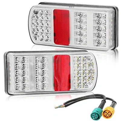 Image de DARKGUARD Feux Arrière de Remorques Led 12v, Marque E4 Etanche 7Function 2x5 Broches Connexion à Baïonnette Feu Eclairage Remorque Tracteur,Feu Éclairage Antibrouillard Recul pour