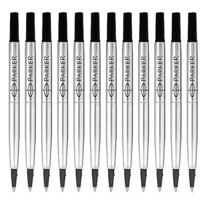 Image de Parker recharge pour rollerball pointe moyenne encre noire QUINK Lot de 12