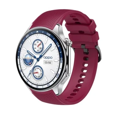 Image de GIOPUEY Bracelet Compatible avec OnePlus Watch 2/2R, Souple Silicone Sangle [Résistant à l&#039;usure] [Respirant] Montre Red