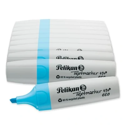 Image de Pelikan Lot de 10 surligneurs 490 eco, bleu fluo, dans une boîte pliante