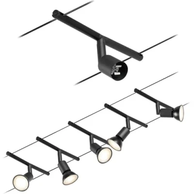 Image de Paulmann 94446 CorDuo Set Système de Câbles Salt DC 5 x 10 watts max, Éclairage Extensible Noir Mat Câble Métallique Matière Plastique GU5,3 sans Ampoules