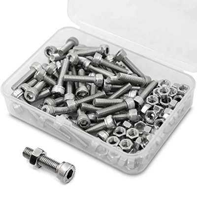 Image de M5 x 20mm 60PCS vis à tête hexagonale acier inoxydable 304 Boulon Entièrement Filetée Boulons et écrous