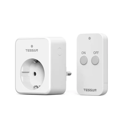 Image de TESSAN Prise Telecommande sans Fil 30,5M, 3600W Connectée avec Interrupteur, Electrique à Aimantation, Commandée pour Lampe et Électroménager, Blanche