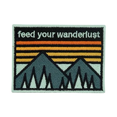 Image de Finally Home patch thermocollant Feed your Wanderlust Patchs de montagne, écusson à repasser, randonnée, camping rétro, repasser d&#039;extérieur