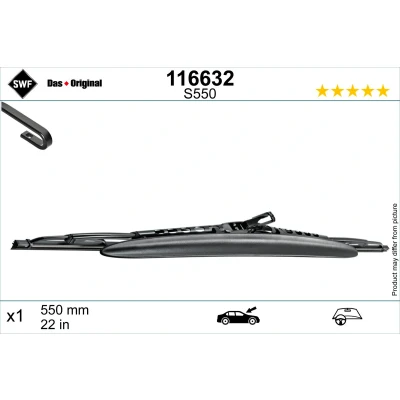 Image de Balai d&#039;essuie glace Swf 116632 550mm conventionnel avec spoiler 22Pouce FORD: FIESTA 5, Focus Mk1 3/5 portes, MONDEO 3