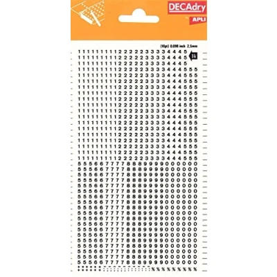 Image de Apli DD14F 1 Pochette de chiffres transfert noirs 2,5mm 952 caractères