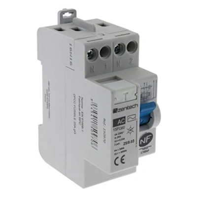 Image de Interrupteur différentiel 25/2 30mA Type AC NF Zenitech