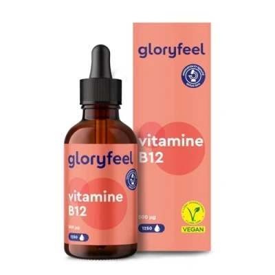 Image de Vitamine B12 en Gouttes 50 ml (1250 Gouttes), Vitamin 1000 μg, 50ml, 2 Formes Actives Méthylcobalamine &amp; Adénosylcobalamine, Absorption Efficace, Testé Laboratoire, 100% Végane et Sans Alcool