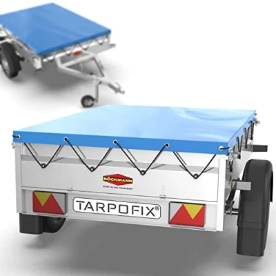 Image de Tarpofix® Bâche Protection Plate 140 x 115 8 cm avec Corde de remorque renforcée en PVC Bache pour Divers modèles remorques Voitures 350kg &amp; 500kg FP DDR