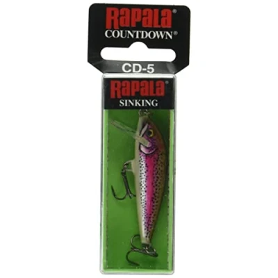 Image de Rapala Leurre de Pêche CountDown Matériel avec Construction Balsa d&#039;Eau Douce Prof Nage 0.9 1.8m Taille 5cm / 5g Fabriqué en Estonie Artistic Rainbow Trout