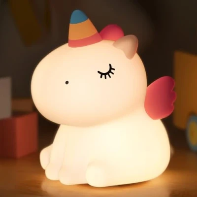 Image de YISSVIC Veilleuse Bébé Enfant Rechargeable 7 Couleurs LED 3 Niveau Luminosité Licorne Filles Tactile Silicone Cadeau Nouveau Né