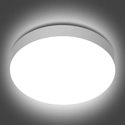 Image de genatu Plafonnier LED 19W, Salle de Bain IP65 Étanche 20cm Ronde, Équivalent 126W, pour Usage Humide, Lampe Plafond, Luminaire Etanche, Couloir, Dressing Rond Blanc