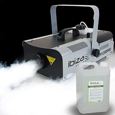 Image de Ibiza Light Machine à fumée LSM1200PRO programmable avec DMX 2 télécommandes 1200W + 5L de liquide inclus