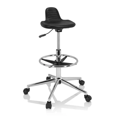 Image de hjh OFFICE 830099 Tabouret de Travail Top Work 03 I Mousse Rigide, Siège Technique réglable en Position très Haute, Noir