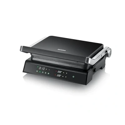 Image de SEVERIN SEVINI COMFORT Multi Gril viande 5 programmes, avec fonction plancha, électrique multifonction pour légumes, steaks et paninis, Plaques revêtement céramique, Noir/Inox, KG 2399