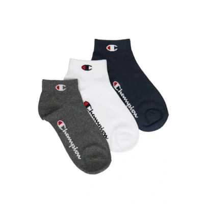 Image de Champion Unisex 3ER Packquarter Basic LOGO Chaussettes, Taille: 35 38, Blau weiß grau