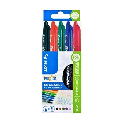 Image de Pilot Frixion Ball Roller effaçable Pointe 0,7 mm Noir/rouge/vert/violet/rose