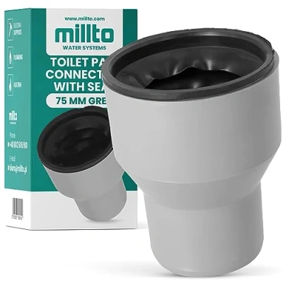 Image de Millto™ Raccord WC 75 mm avec joints en caoutchouc Tuyau de raccordement Kit pour canalisation toilettes