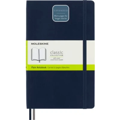 Image de Moleskine Carnet de notes Classique Augmenté, Ligné, Couverture Rigide et Fermeture Elastique, Grand Format 13 x 21 cm, Couleur Bleu Saphir, 400 Pages