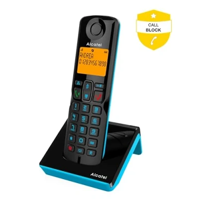 Image de Alcatel S280 noir et bleu, mains libres, fonction blocage des appels indesirables, Repertoire 50 noms numéros