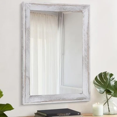 Image de AAZZKANG Miroirs pour Mur Rustique encadré en Bois Miroir décoratif Chambre à Coucher et Salle de Bain rectangulaire Suspendre Blanc