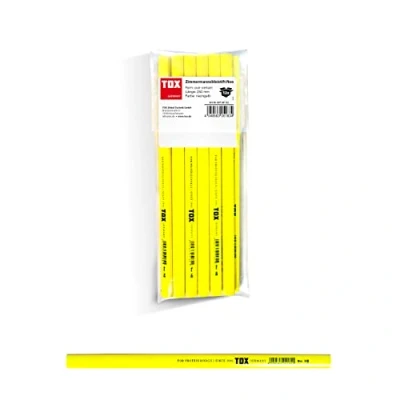 Image de TOX Crayon de charpentier Neo, ovale quadratique, couleur néon jaune, dureté moyenne, pour largeur trait 1 2 mm, non taillé, longueur 250 09790102