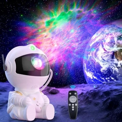Image de projecteur ciel étoilé astronaute, Galaxy LED, pour enfants, avec 8 modes et rotation à 360, d&#039;étoiles/planétarium, veilleuse télécommande minuterie, cadeau enfants adultes