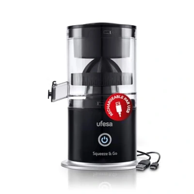 Image de Ufesa Squeeze &amp; Go,Presse Agrumes Electrique,Inalambrique,Extracteur de Fruits Multifonctionel, Extracteur Jus Portable, Rechargeable USB, Capacité 220 ml, 45W Puissance, Sans BPA