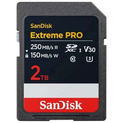 Image de SanDisk 2 to Carte SDXC Extreme Pro, SD V30, UHS I, (4K UHD Videos, Vitesse de Lecture jusqu&#039;à 250 Mo/s, RescuePRO Deluxe, Technologie QuickFlow) Class 10, U3