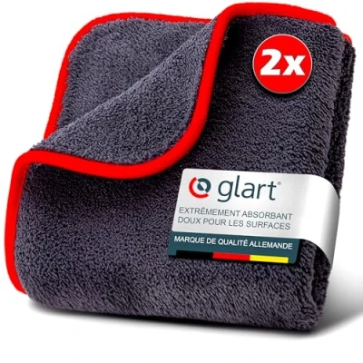 Image de Glart Lot de 2 chiffons en microfibre pour cuisines brillantes, chiffon microfibre, nettoyant peinture façade cuisine, torchon 40 x cm