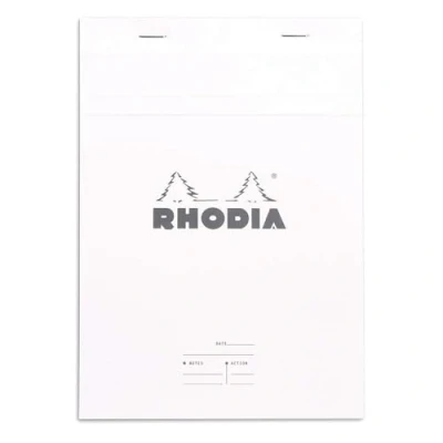 Image de RHODIA 16401C Bloc Notes Agrafé Meeting N16 White A5 14,8 x 21 cm Pré Imprimé Date/Notes/Action 80 Feuillets Détachables Papier Clairefontaine Blanc g/m² Couverture en Carte Enduite