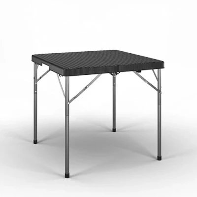 Image de URBN GARDEN Table pliante carrée légère aspect bois rotin noir 80 cm
