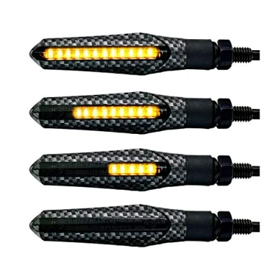 Image de 4 Pièces Simdapro Charbon Noir LED Moto Clignotant Laufeffekt Séquentiel Universel
