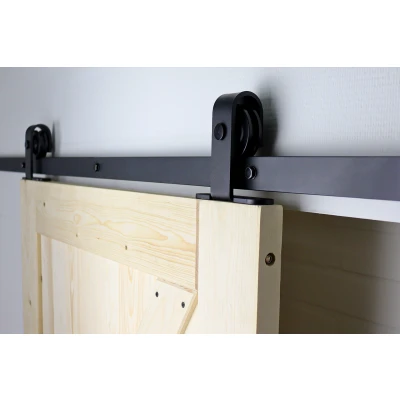 Image de Système porte coulissante noir avec rails Modèle en T complet 200 cm Par set