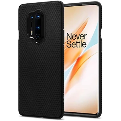 Image de Spigen Coque OnePlus 8 Pro [Liquid Air] Souple, Motif géométrique, Double Protection, Mince, Légère, Housse Etui Compatible avec (2020) Noir
