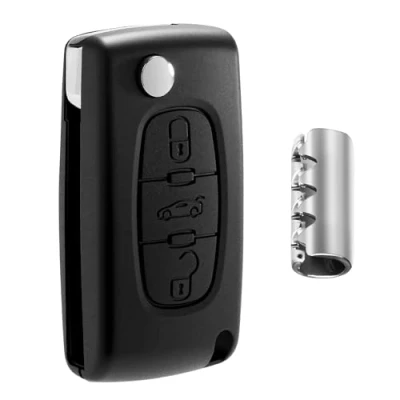 Image de Jongo Coque de Clé sans Lame Compatible avec Peugeot 207sw, 307sw, 407 restylée, Partner II (B9) CE0536 Boitier Clef Plip Voiture Utilitaire Télécommande 3 Boutons