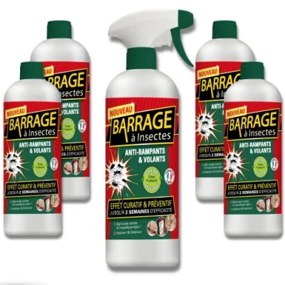 Image de Barrages aux insectes lot de 5 VENTEO Anti nuisible/Effet préventif Agis en intérieur/extérieur Toutes surfaces Base géraniol Efficacité immédiate 1L