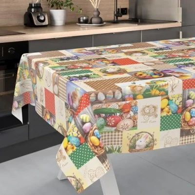 Image de ANRO Nappe en Toile cirée, Lavable, Bord coupé, pour Table de Jardin, extérieur et intérieur, 240 x 140 cm