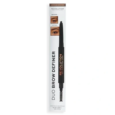 Image de Makeup Revolution DUO BROW Definer Pencil Crayon sourciles, Taille: 0.25 g, Medium brown