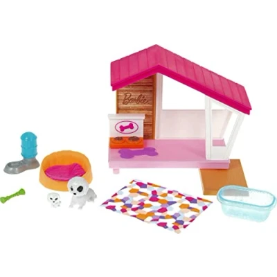Image de Barbie Mobilier pour poupée Coffret Niche Chien avec Deux Figurines Chiots, Accessoires Inclus, Jouet Enfant, GRG78