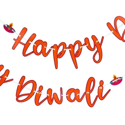 Image de Talking Tables Diwali Décorations de fête à Suspendre Guirlande réutilisable pour Votre célébration La Bienvenue est livrée en Orange Vif avec Un Design Bougie colorée Chaque