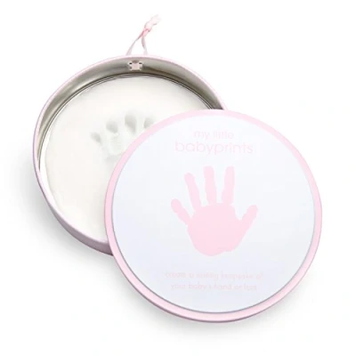 Image de Pearhead My Little Babyprints Handprint or Footprint Keepsake Tin, Babyprint Impression Baby Keepsake, Pink
